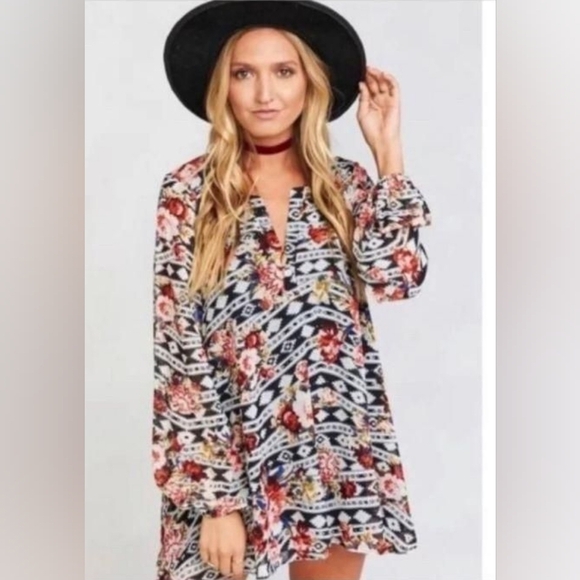 Show Me Your Mumu Floral Jamie Tunic Dress Boho Bohemian - Picture 2 of 10